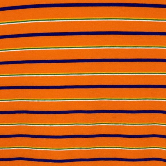 Polo Ralph Lauren Shirt Mens XL Orange Navy Stripe Polo Embroidered‎ Pony Logo - Picture 4 of 5